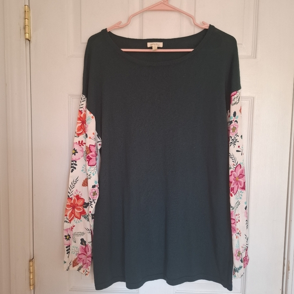 Matilda Jane Women's M Green Floral Fancy & Flouncy Sweater Top Long Sleeve - Picture 4 of 11